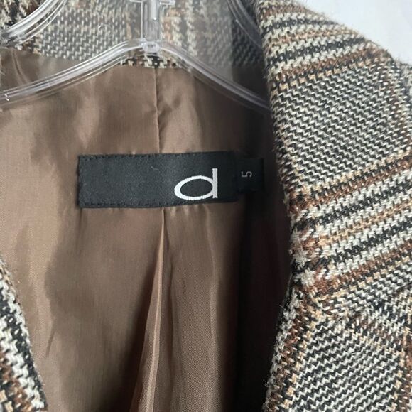 Dynamite Plaid Brown Tan Blazer W/Pockets 5 Tall - Picture 5 of 8